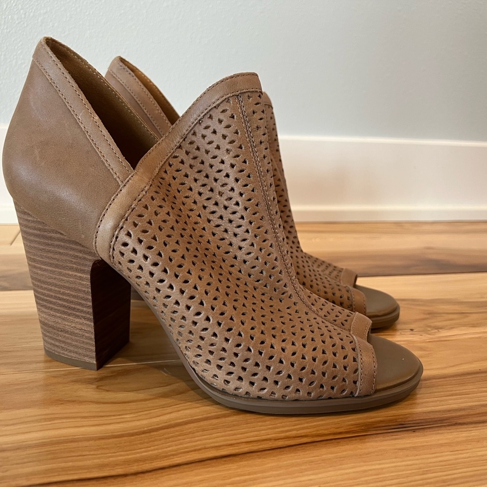Lucky Brand Brown Perforated Heeled Sandals